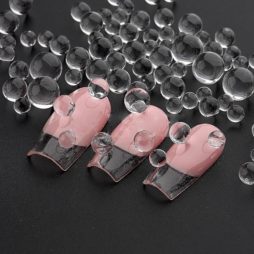 Прозрачные круглые бусины для ногтей, стеклянные шарики для ногтей 3D, прозрачные, микс размеров для DIY поделок, фото №4