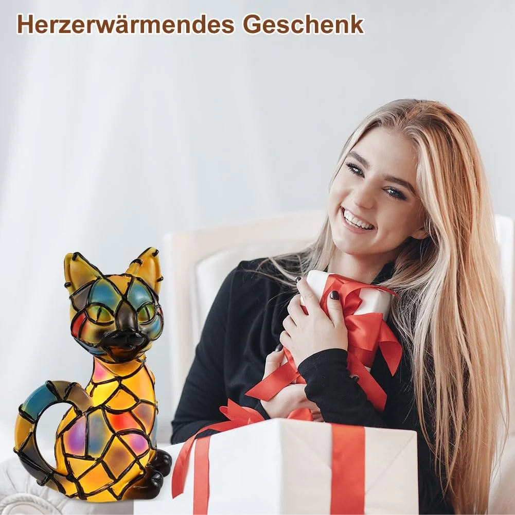 Настільна лампа Aohcae Mosaic Cat LED Tiffany полірезин USB 3D дизайн [Energy Class A], фото №8