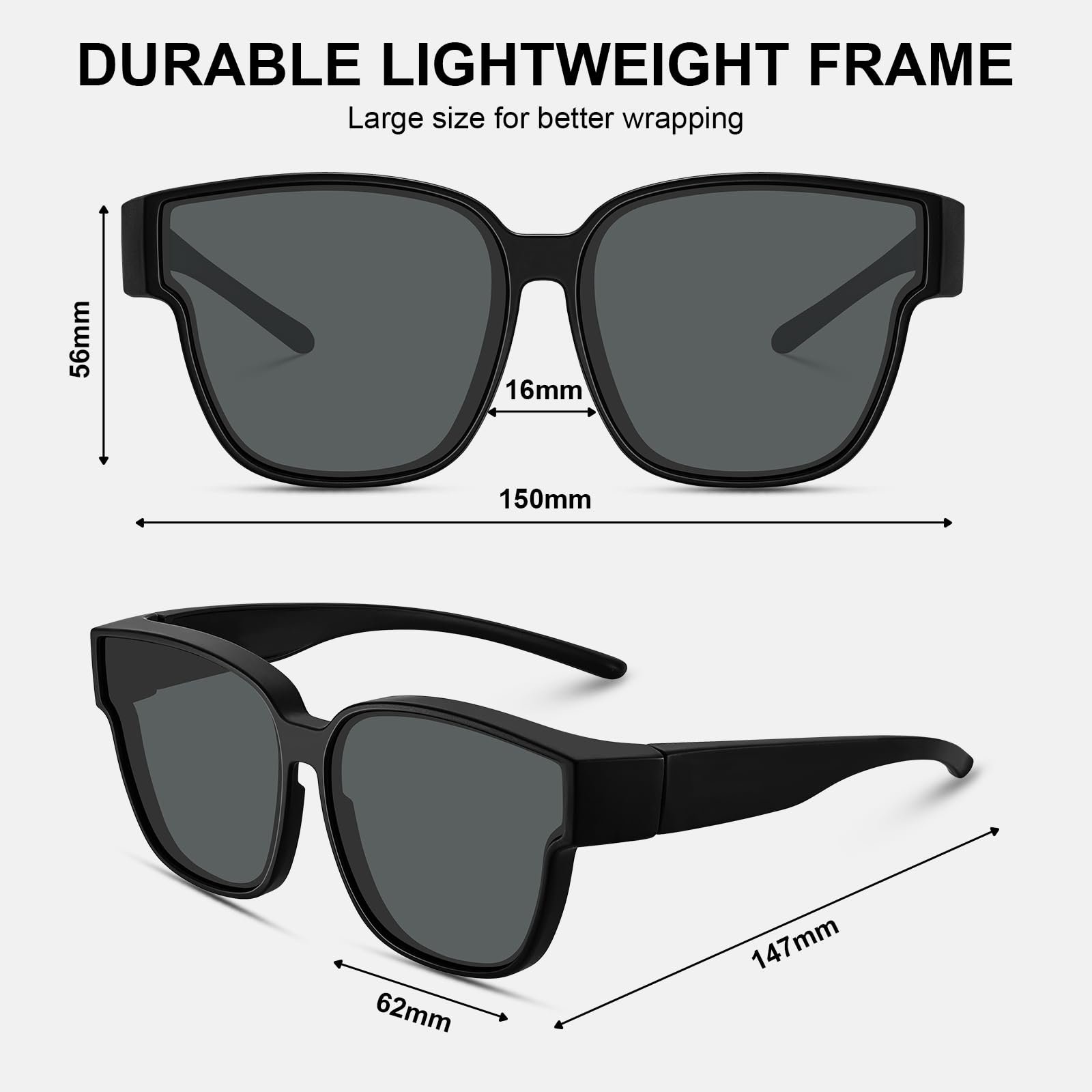 Поляризовані сонцезахисні окуляри поверх окулярів AVAWAY Жіночі з УФ-захистом UV 400, фото №5