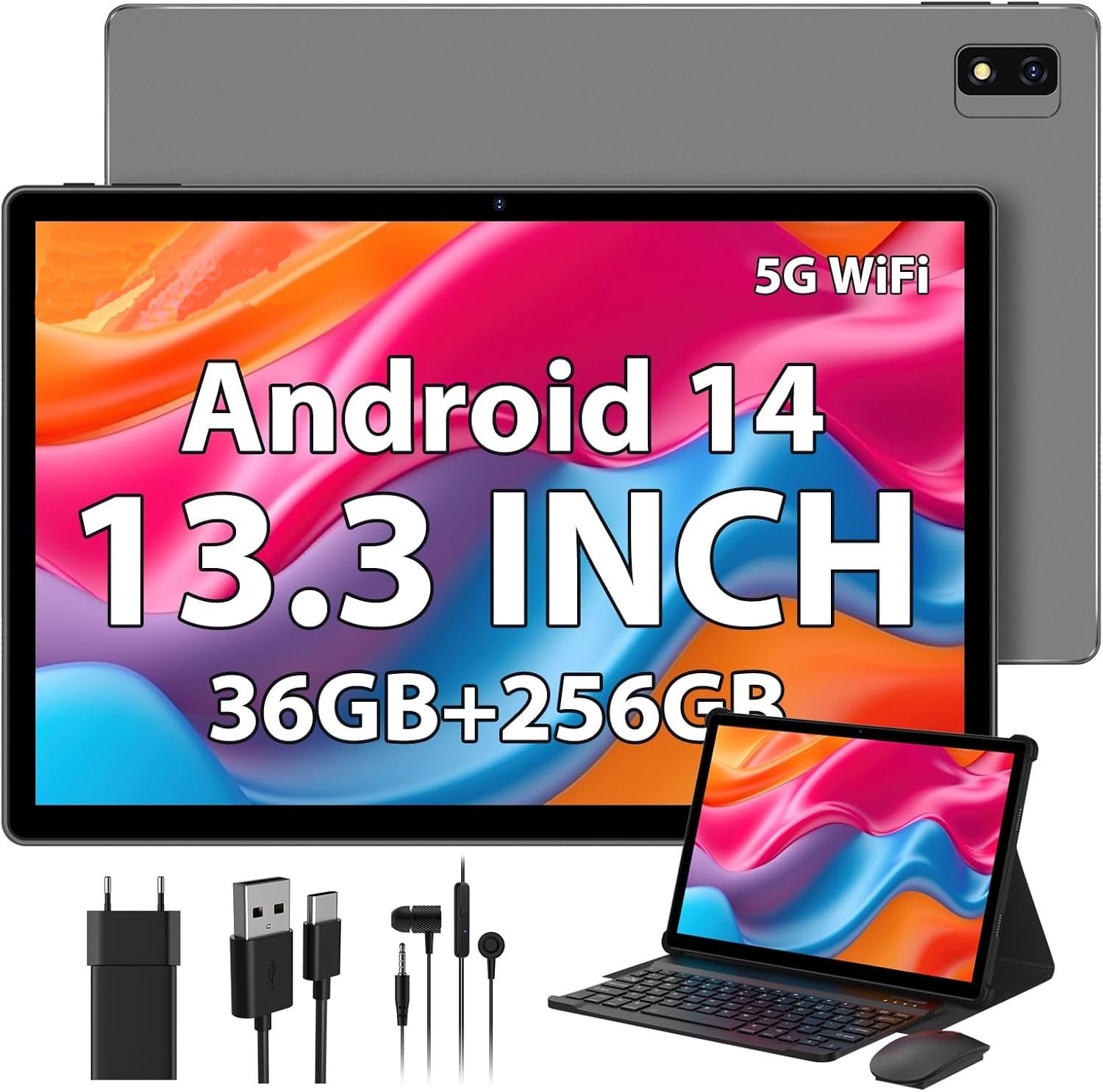 Планшет 13.3 " Full HD Pixpeak T181 12+24/256Gb 4G 2-SIM 8 ядер Android 14 11580 mAh Сірий, фото №1 Планшет 13.3 " Full HD Pixpeak T181 12+24/256Gb 4G 2-SIM 8 ядер Android 14 11580 mAh Сірий, фото №1