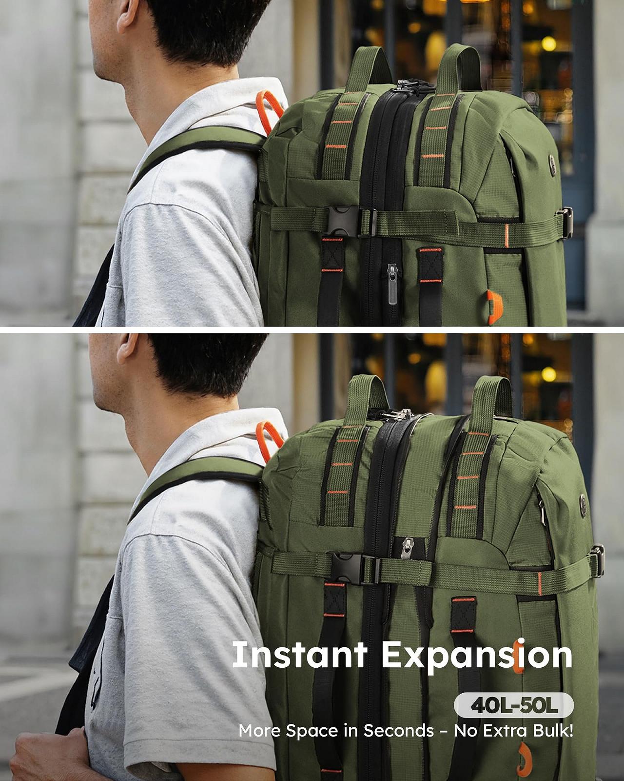 Рюкзак для ноутбука Tolaccea Travel 15.6 дюймів TSA Expandable 40L-50L Ручна поклажа 4 в 1, фото №5 Рюкзак для ноутбука Tolaccea Travel 15.6 дюймів TSA Expandable 40L-50L Ручна поклажа 4 в 1, фото №5