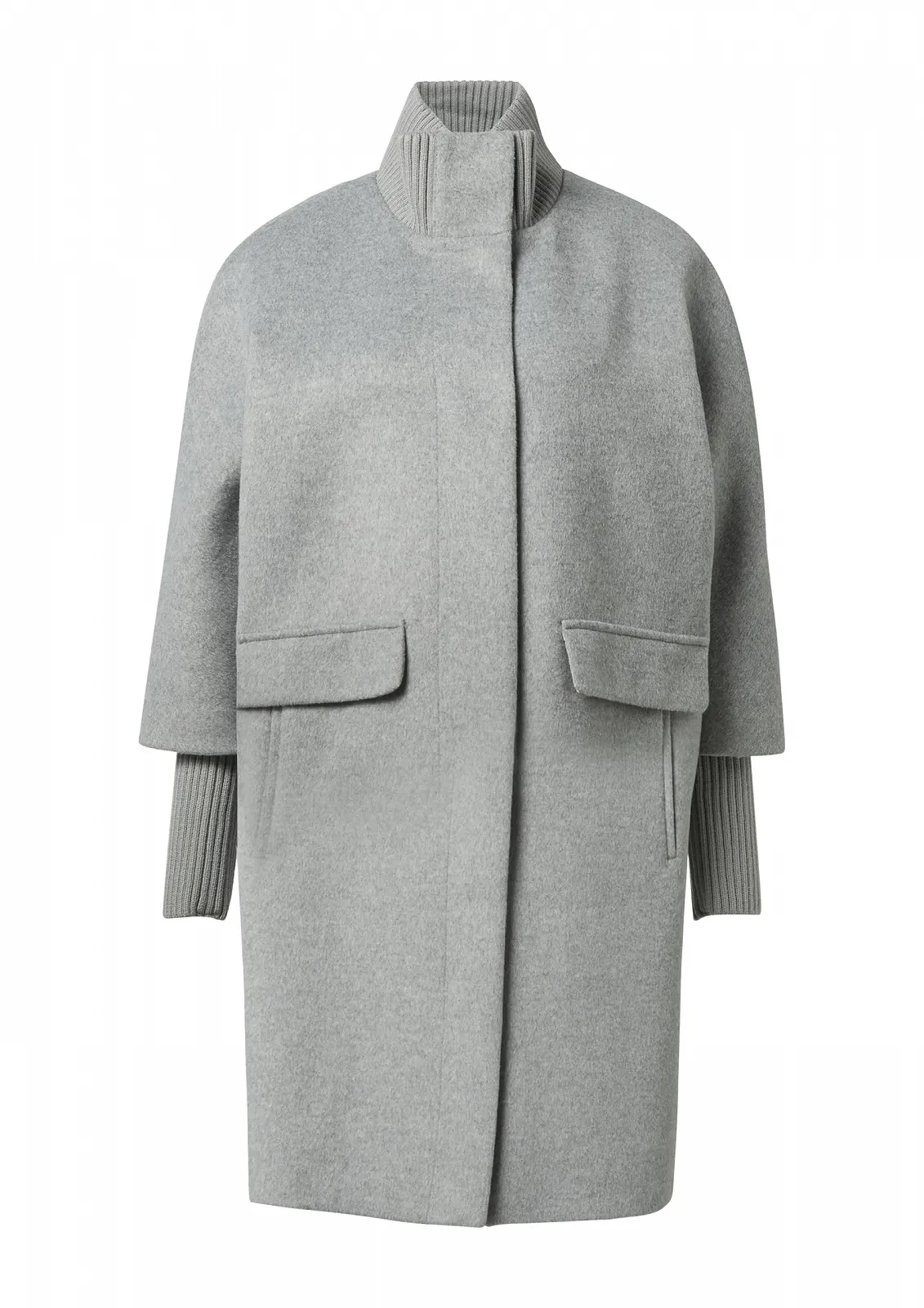 Пальто comma Вовна з ребристим коміром і рукавами, фото №1