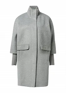 Пальто comma Шерстяное с ребристым воротником и рукавами - Фото 1