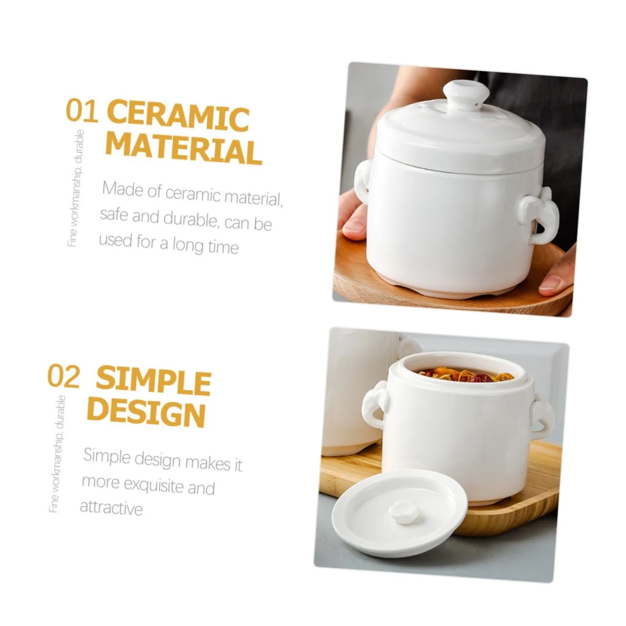 Керамическая кастрюля VALICLUD с крышкой для супа и десертов, фото №7