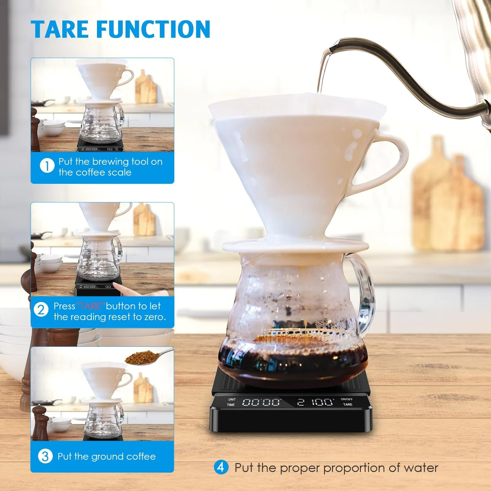 Ваги для кави Brifit 3 kg 0.1 g USB Timer, фото №5