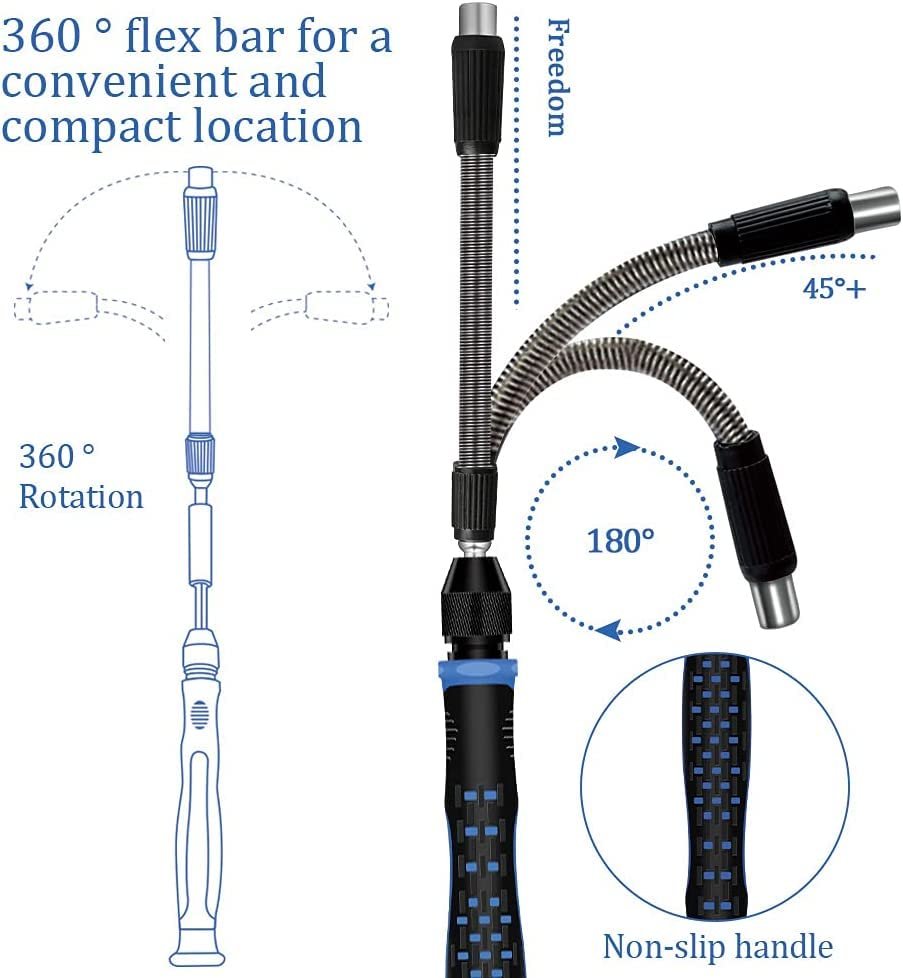 Набір викруток Pardarsey 170 в 1 багатофункціональний прецизійний з магнітним драйвером з гнучким валом, подовжувальною штангою для мобільного телефону, ігрової консолі, планшета, дозвільних машин, фото №5