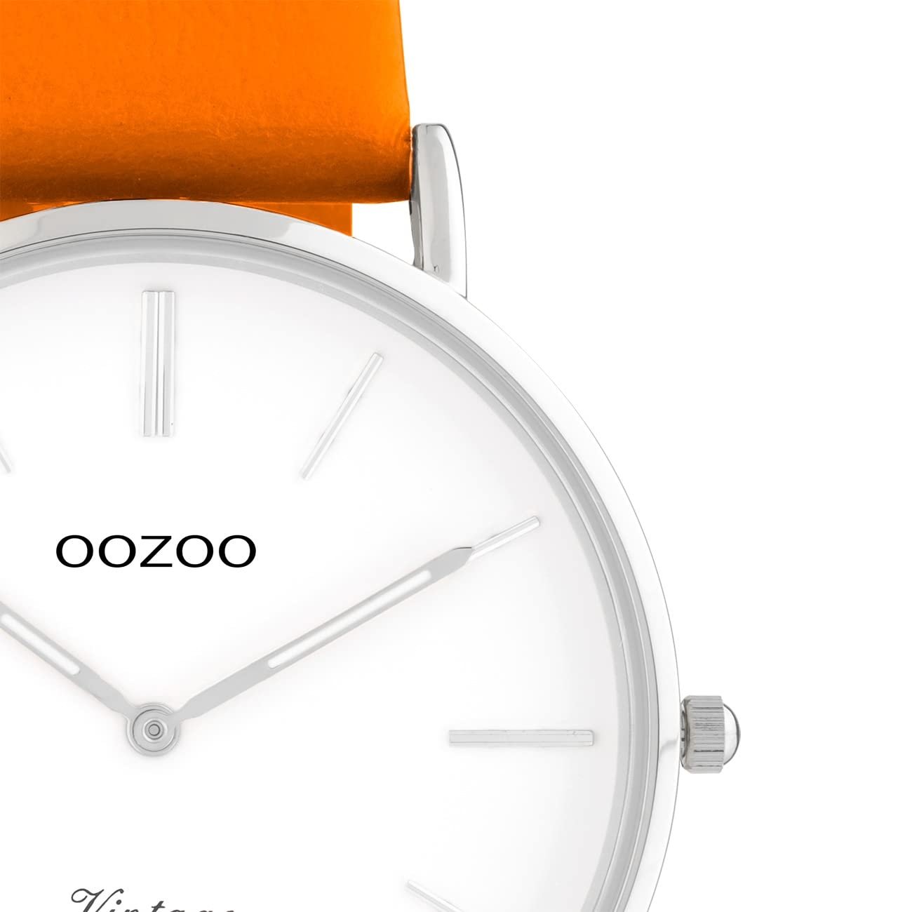 Женские часы Oozoo Vintage Series UOC20302 Аналоговые Кожа Оранжевый UOC20302, серебристый / белый, Ремешок., фото №2