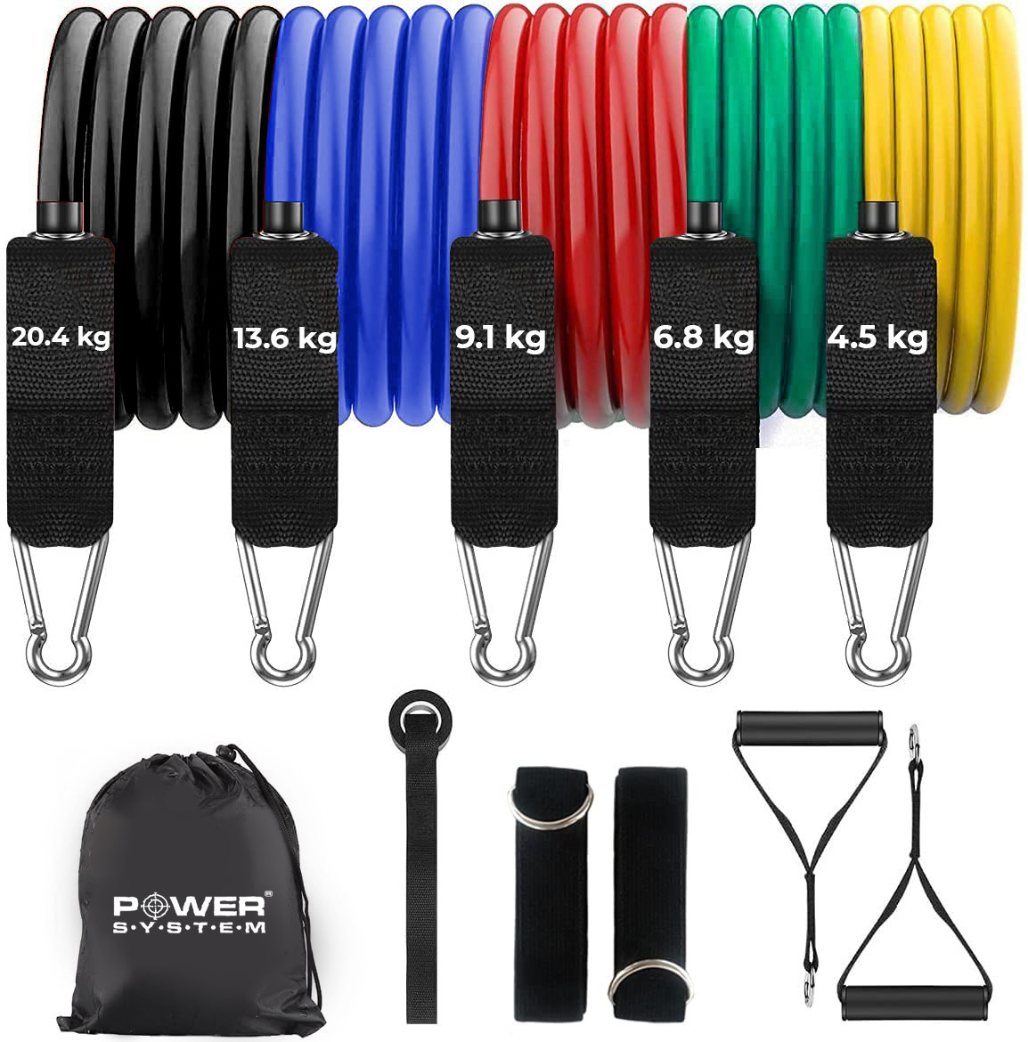 Набір трубчастих еспандерів Power System PS-4099 Total Expander Set 5шт до 55 кг, фото №2