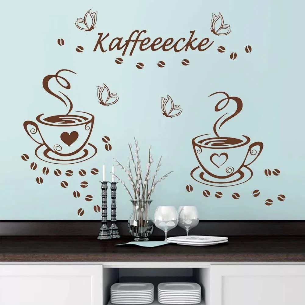 Наклейка на стіну WandSticker4U Coffee Cup Beans Cappuccino Kitchen Office Dining Room Cafe Bar Bakery Furniture Window Adhesive Film, фото №6