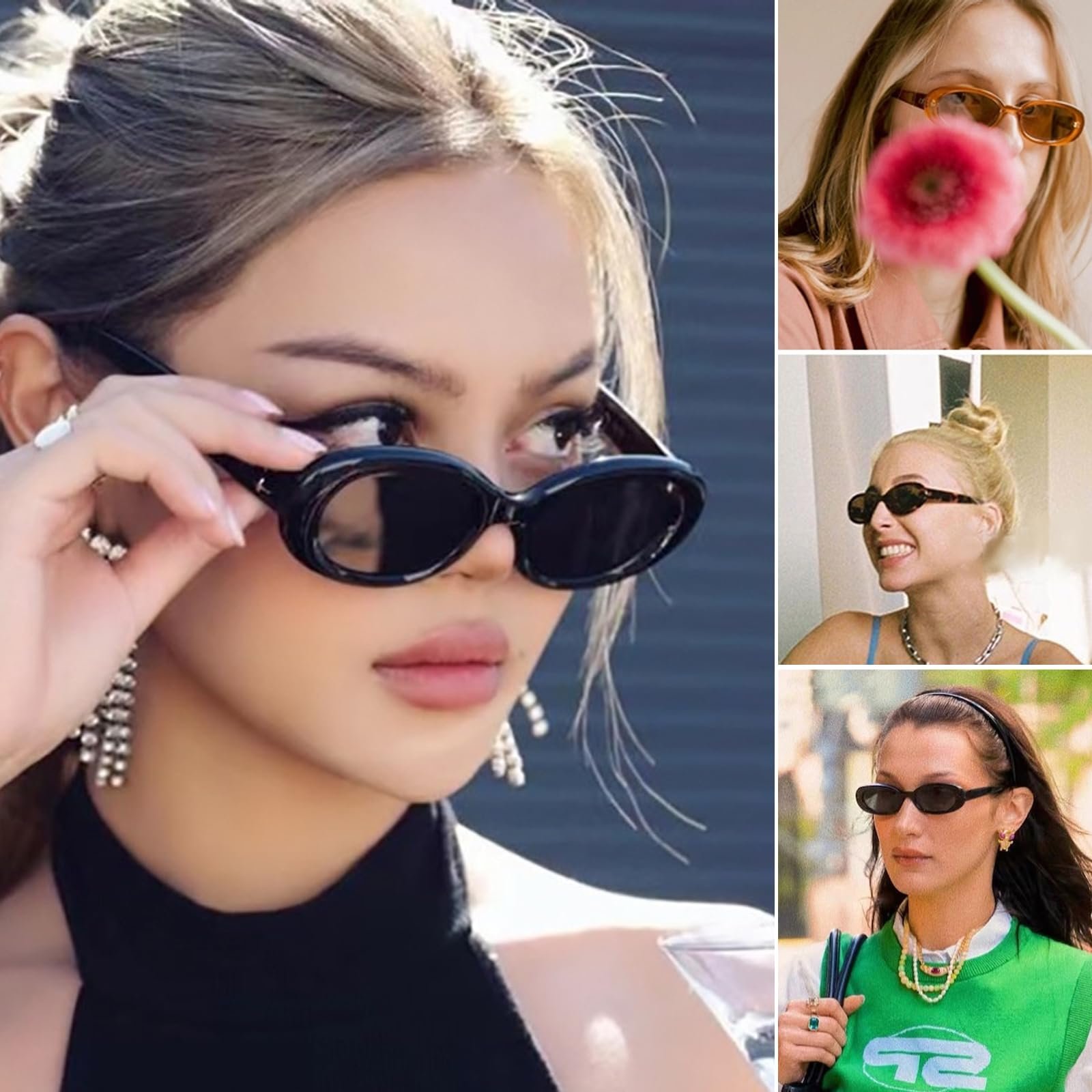 Сонцезахисні Окуляри DKDDSSS Вінтажні Прямокутні UV400 Різнокольорові, Набір з 5 штук, фото №7