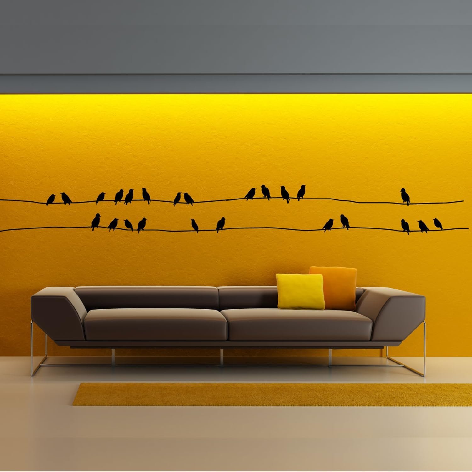 Наклейка на стіну Stems on Cable Black Birds 440 см + 24 птахи, фото №3