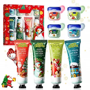 Набор мини-кремов для рук Рождественский набор, 8 шт., Крем для рук Рождество, Мини-крем для рук + Рождественский бальзам для губ, Маленькие рождественские подарки для женщин и мужчин, Увлажняющий - Фото 1