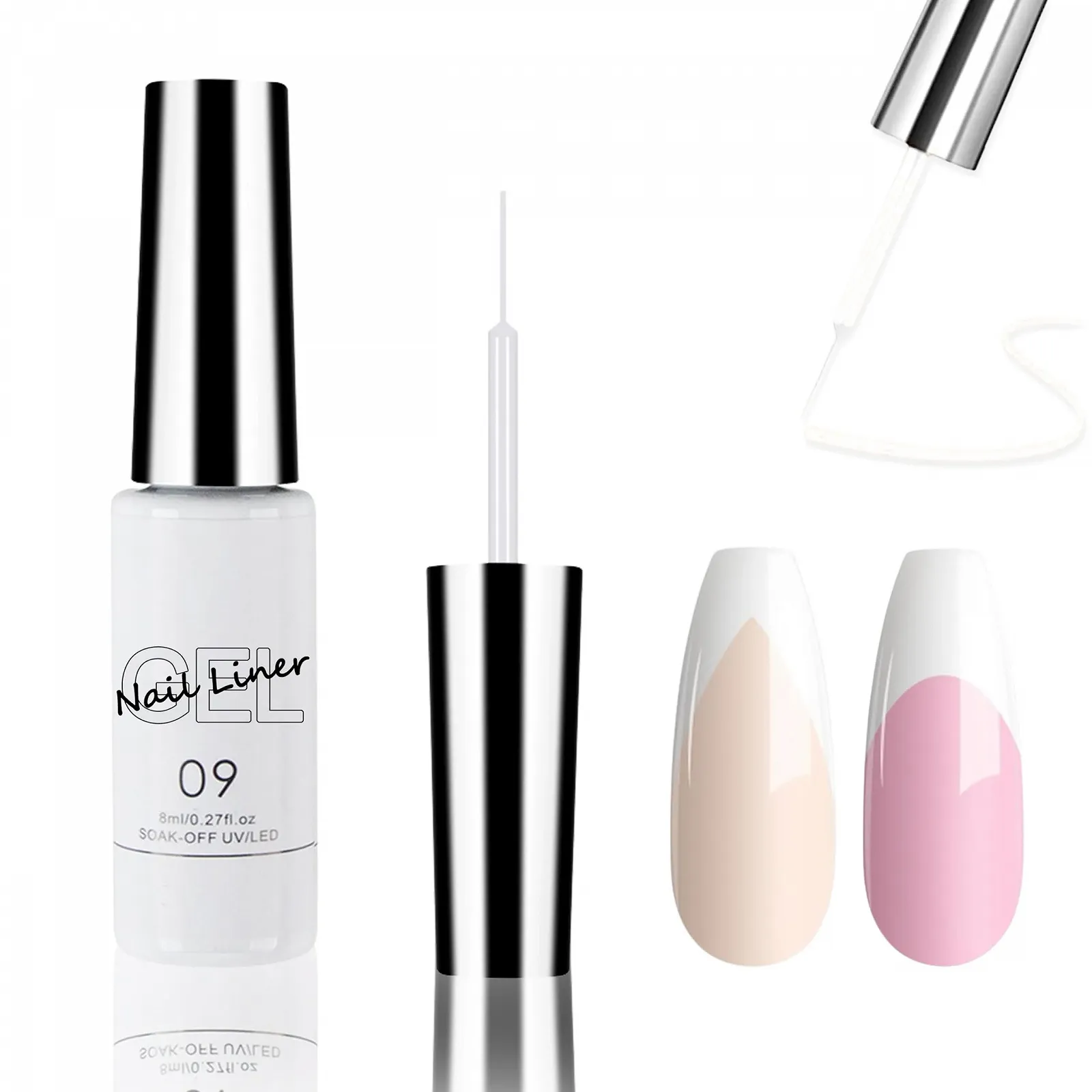 Гель-лак для ногтей White Liner, Гель-лак для французского маникюра, УФ-гель-лак для дизайна ногтей, Гель-лак Fine Liner Soak Off UV LED для женщин, DIY Salon (White), фото №1