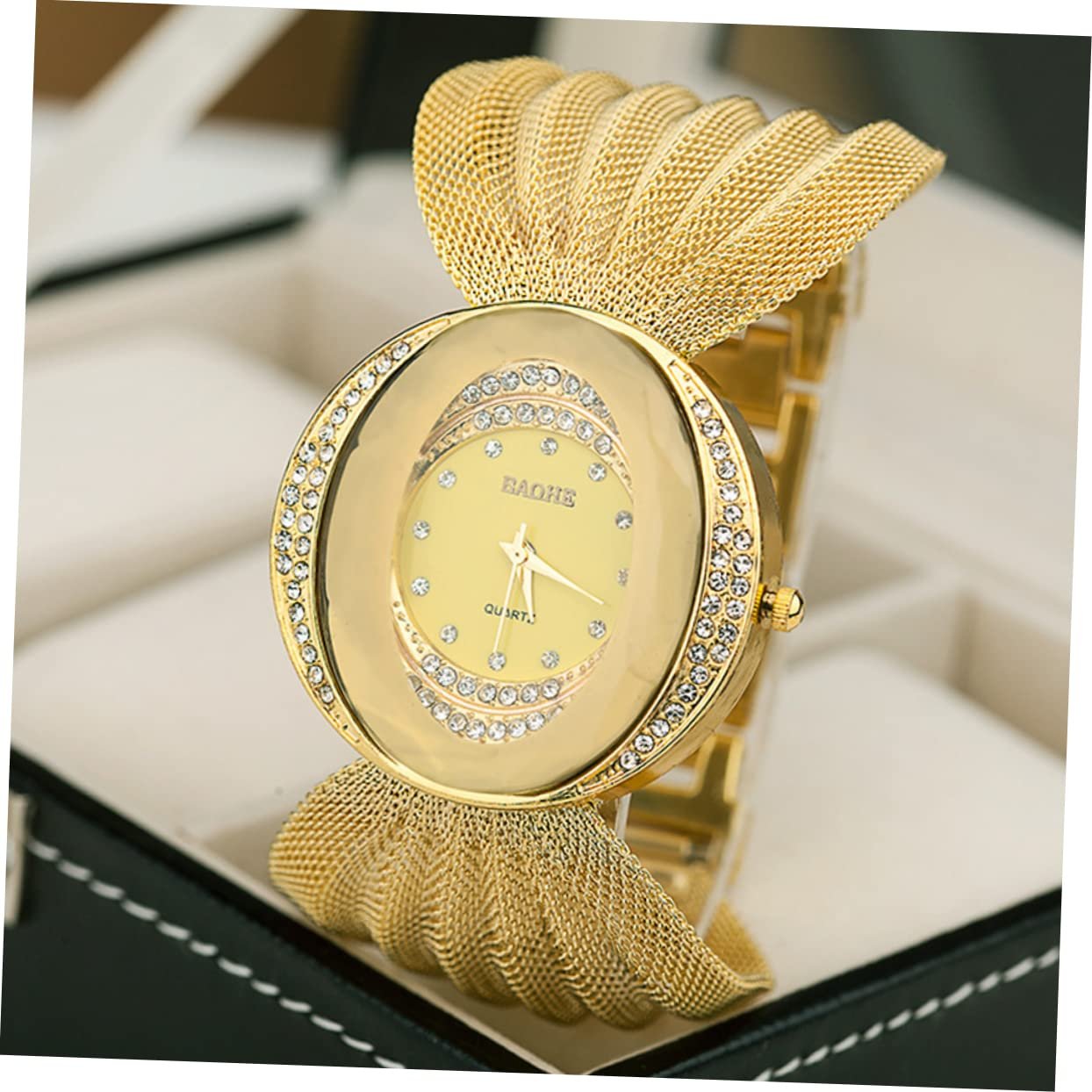 Часы Healvian овальные Chic женские кварцевые с сетчатым ремешком, фото №3