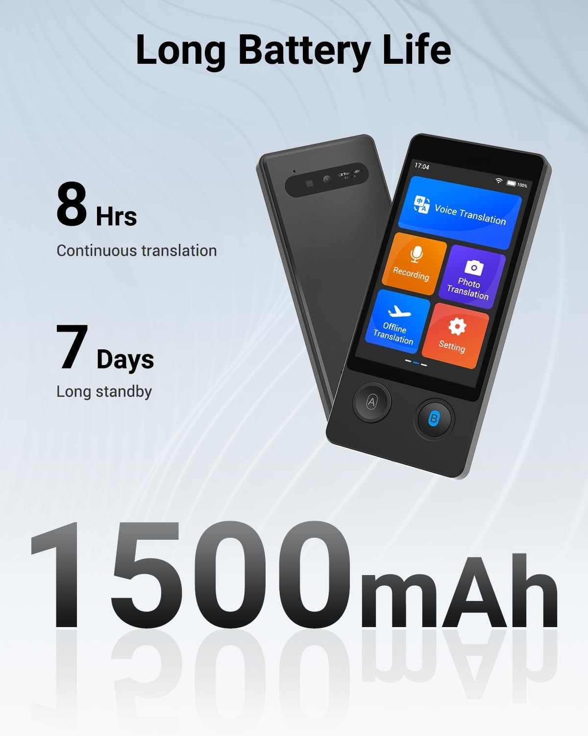 Пристрій для голосового перекладу Xupurtlk W12 144 мови Чорний, фото №5