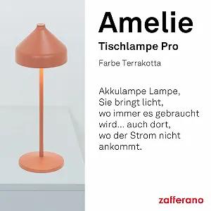 Настільна лампа Zafferano Amelie акумуляторна бездротова Touch Control димер 2200-3000 K висота 34 см теракота synthetic.ua - Фото 1