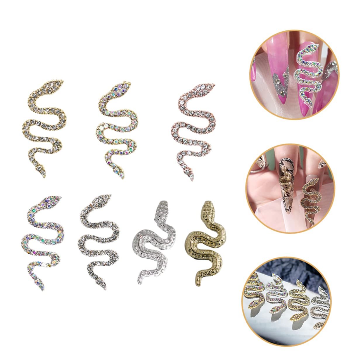 Стрази для нігтів зі сплаву змії 7 шт., фото №8