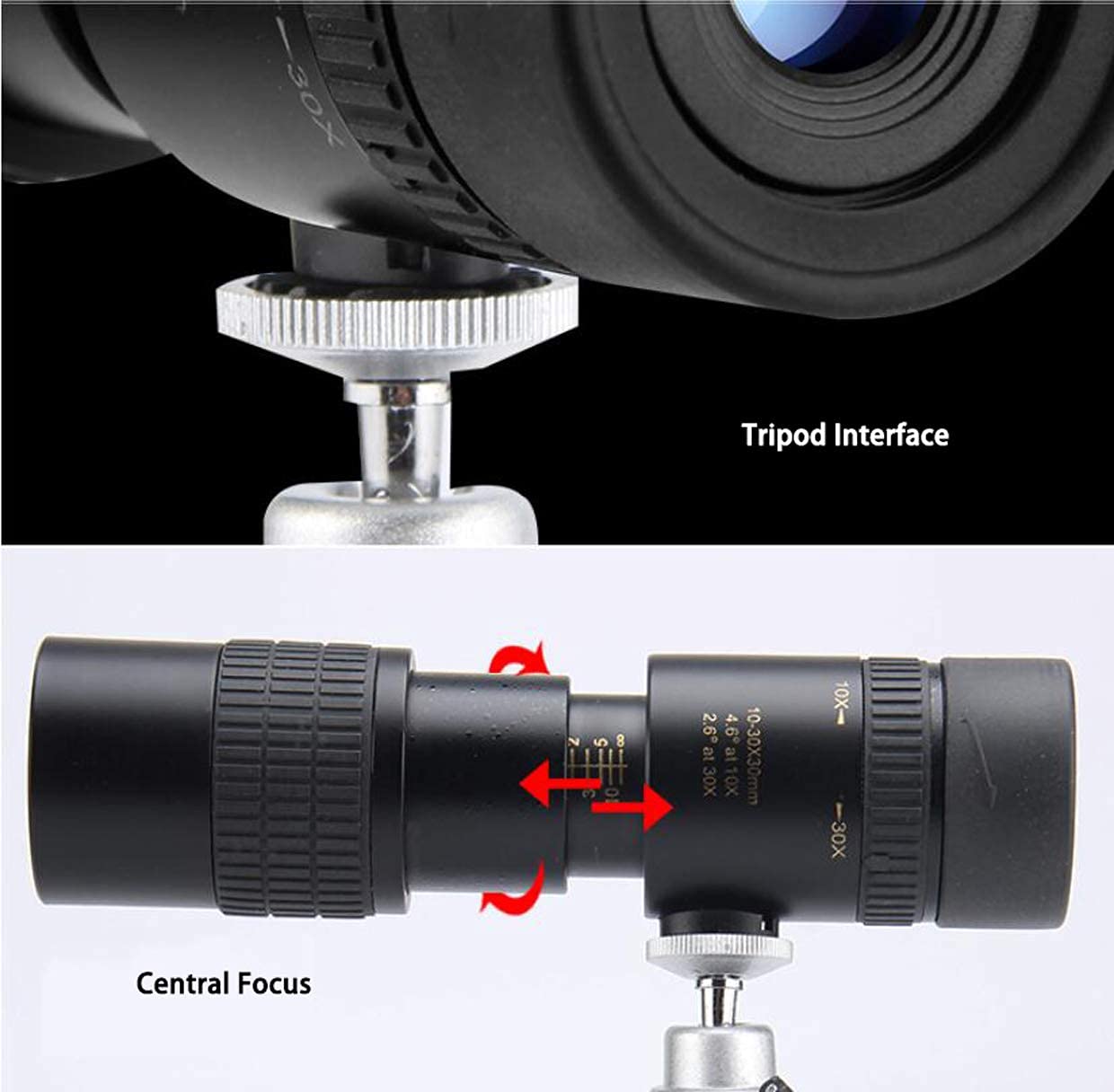 Телезум-монокуляр Spacmirrors 10-30x30 Bak4-призма водонепроницаемый многослойное покрытие для наблюдения за птицами походов кемпингов, фото №4