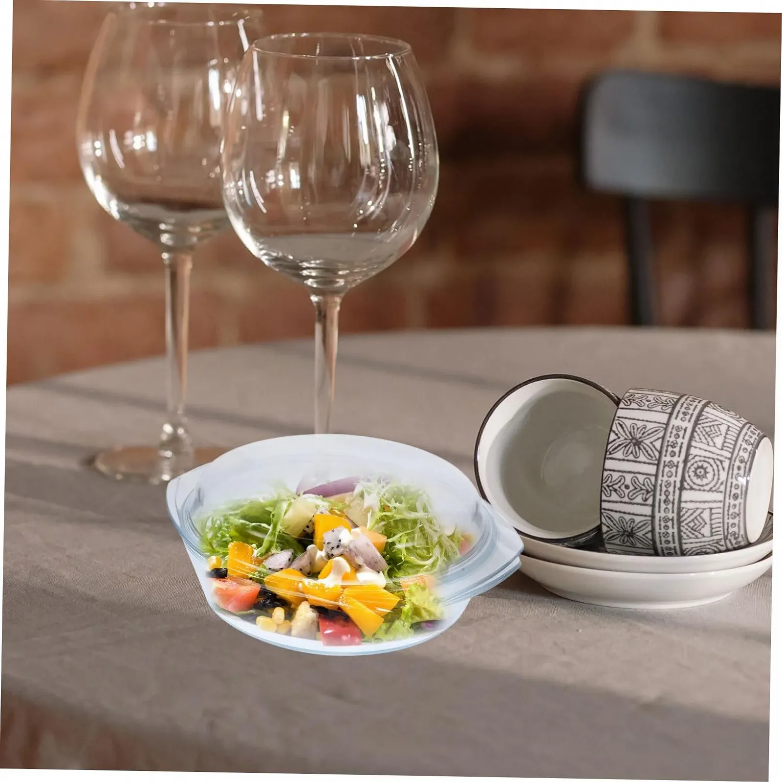 Форма для запікання скляна з кришкою та ручками термостійка, фото №3