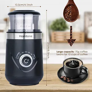 Электрическая кофемолка Homtone с таймером, регулируемым уровнем помола, двумя съемными контейнерами из нержавеющей стали 70 г, тихая 63 дБ цена на synthetic.ua - Фото 1 Электрическая кофемолка Homtone с таймером, регулируемым уровнем помола, двумя съемными контейнерами из нержавеющей стали 70 г, тихая 63 дБ synthetic.ua - Фото 1