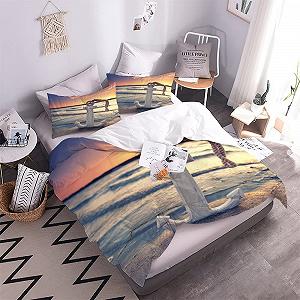 Комплект постільної білизни RFFLUX 3D Sunset Beach Anchor, 135 x 200 см, 2 предмети, із застібкою-блискавкою, м'який і зручний, мікрофібра, дитяча постільна білизна з наволочкою 80 x 80 см synthetic.ua - Фото 1