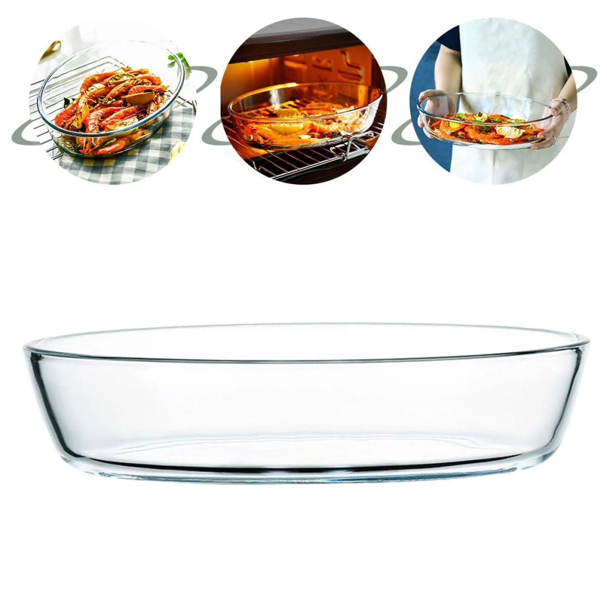 Овальная форма для запекания DECHOUS стеклянная жаропрочная большая штабелируемая, фото №7