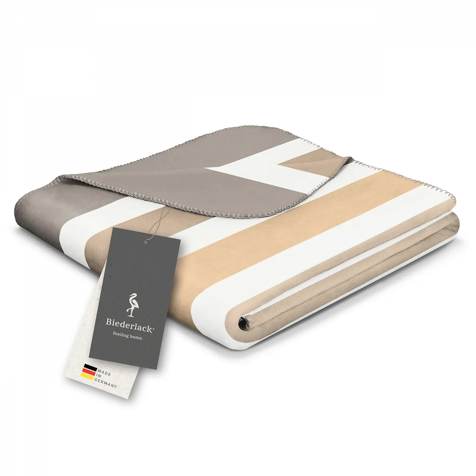 Плед Biederlack Soft Cuddly 'Natural Horizon' I Сделано в Германии I Полосатый плед в натуральных тонах I Покрывало 150 x 200 см I Плед для дивана из хлопка и полиакрила I Oeko-Tex Made in Green, фото №3