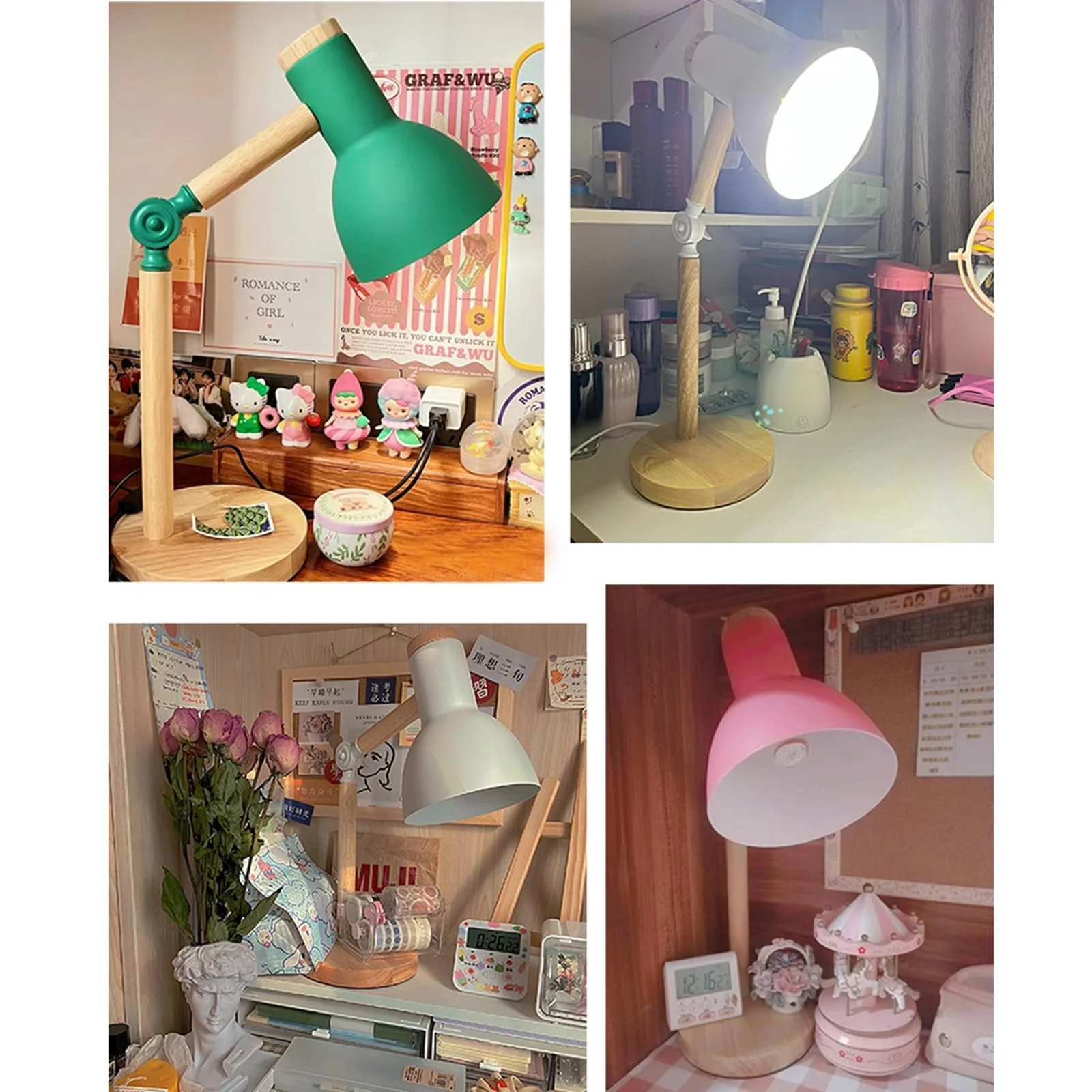 Настільна лампа himmel Adjustable Wooden E27 (Green), фото №4