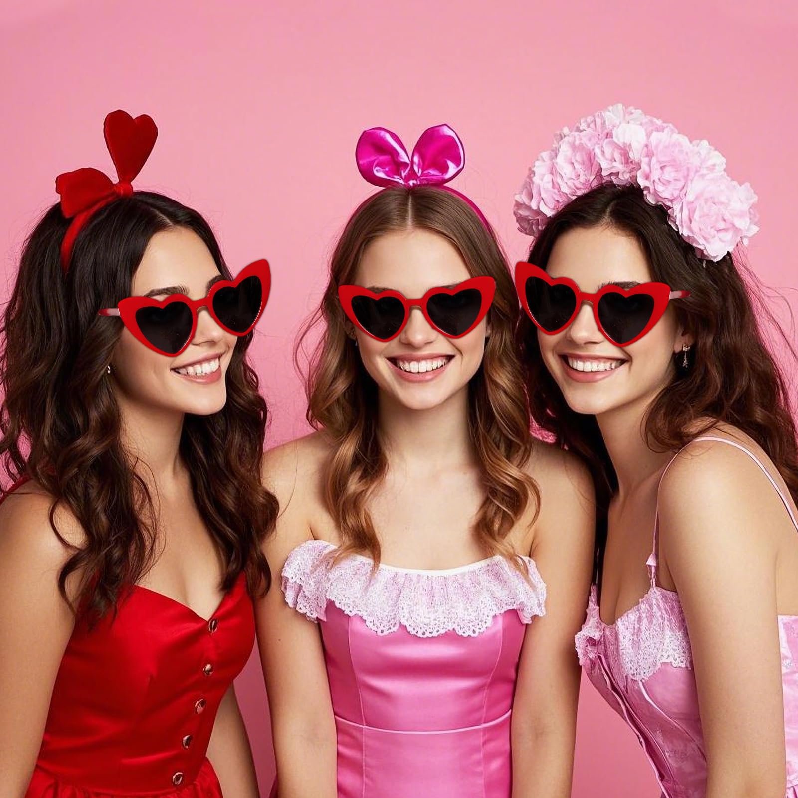 Сонцезахисні окуляри Серце Червоний, набір 6 штук, фото №6