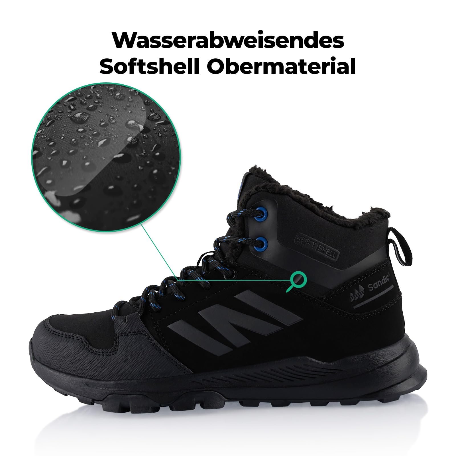 Ботинки Fusskleidung® Зимние для хайкинга Унисекс с теплой подкладкой Softshell, фото №2