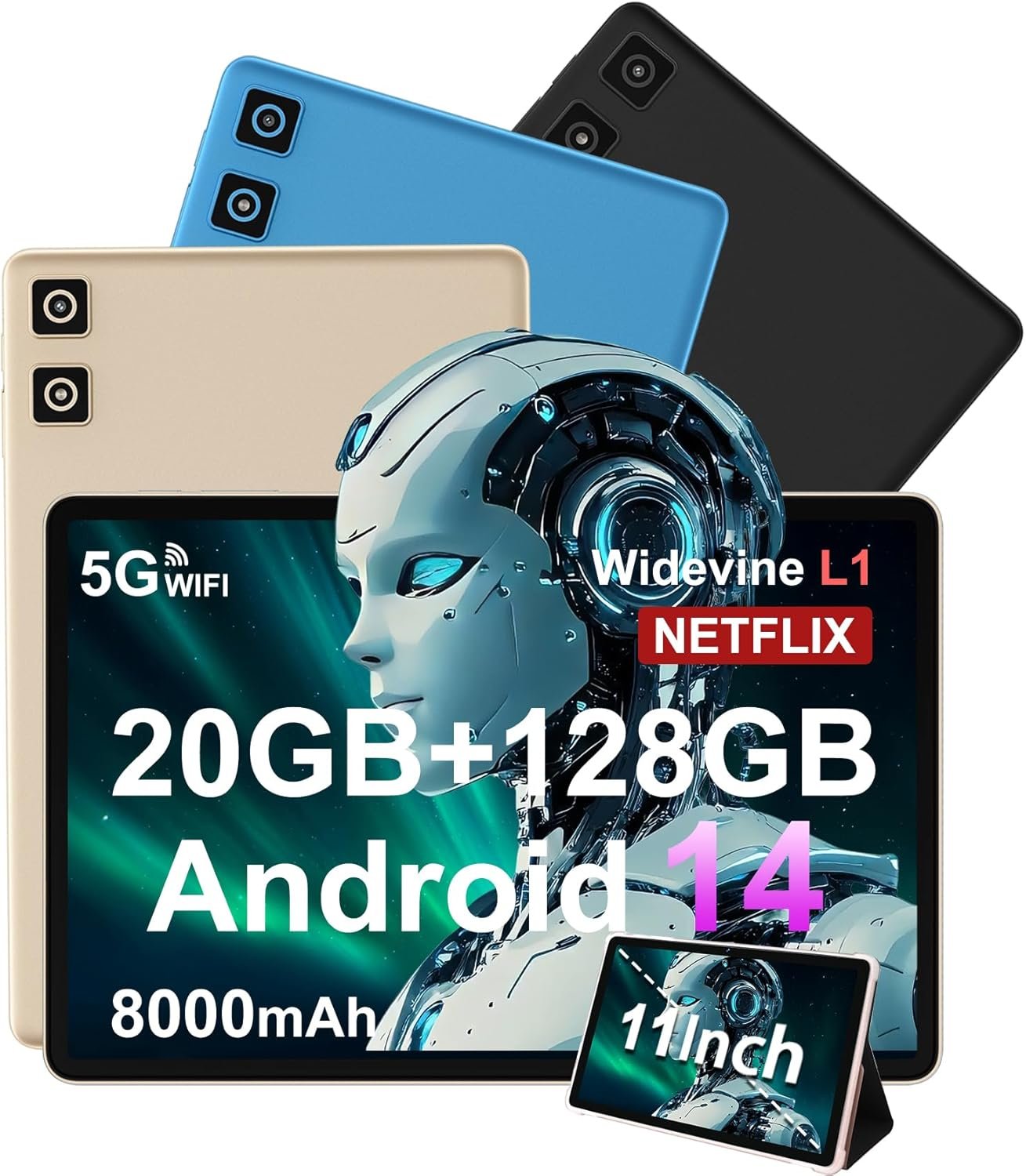 Планшет 11" DMOAO D2 8+12/128Gb 8 ядер Android 14 8000 mAh Gold, фото №2