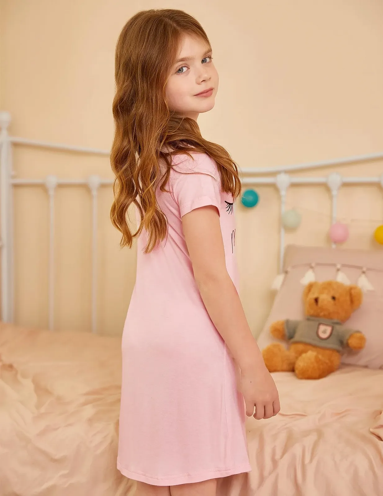 Нічна сорочка Arshiner для дівчаток, з короткими рукавами, дитяча нічна сорочка, котячий єдиноріг, круглий виріз, фото №5