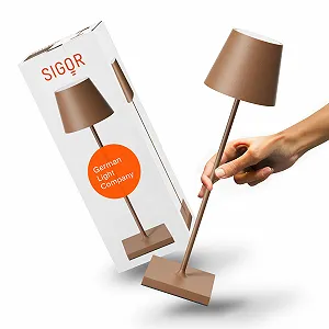 Настільна лампа SIGOR Nuindie 2.0 LED Акумуляторна Димування IP54 Висота 38 см USB-C 12 год роботи Коричневий мока - Фото 1