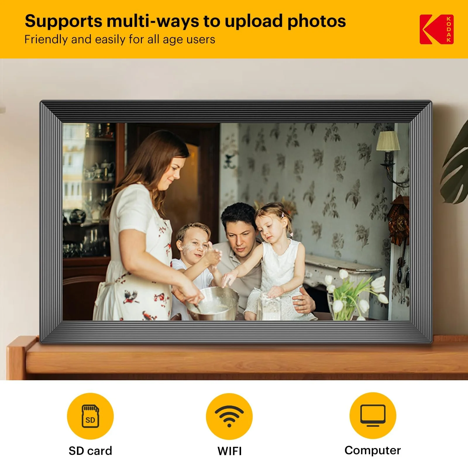 Цифровая фоторамка Kodak 15.6 дюйма WiFi HD IPS Touch 32GB Черная, фото №2