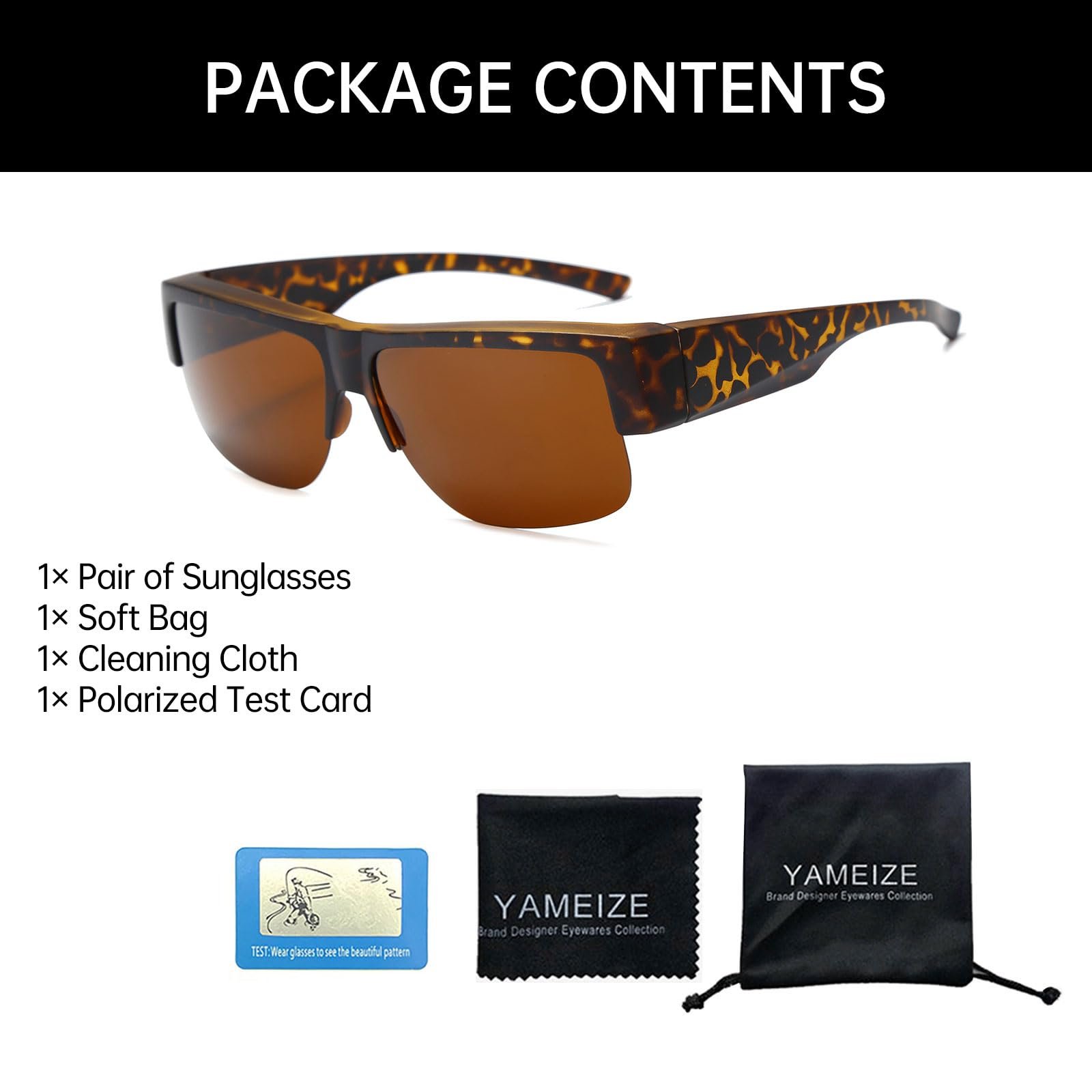 Сонцезахисні окуляри YAMEIZE Поляризовані Ретро для чоловіків і жінок, напіврамка, вінтажні, антиблікові, фото №4 Сонцезахисні окуляри YAMEIZE Поляризовані Ретро для чоловіків і жінок, напіврамка, вінтажні, антиблікові, фото №4