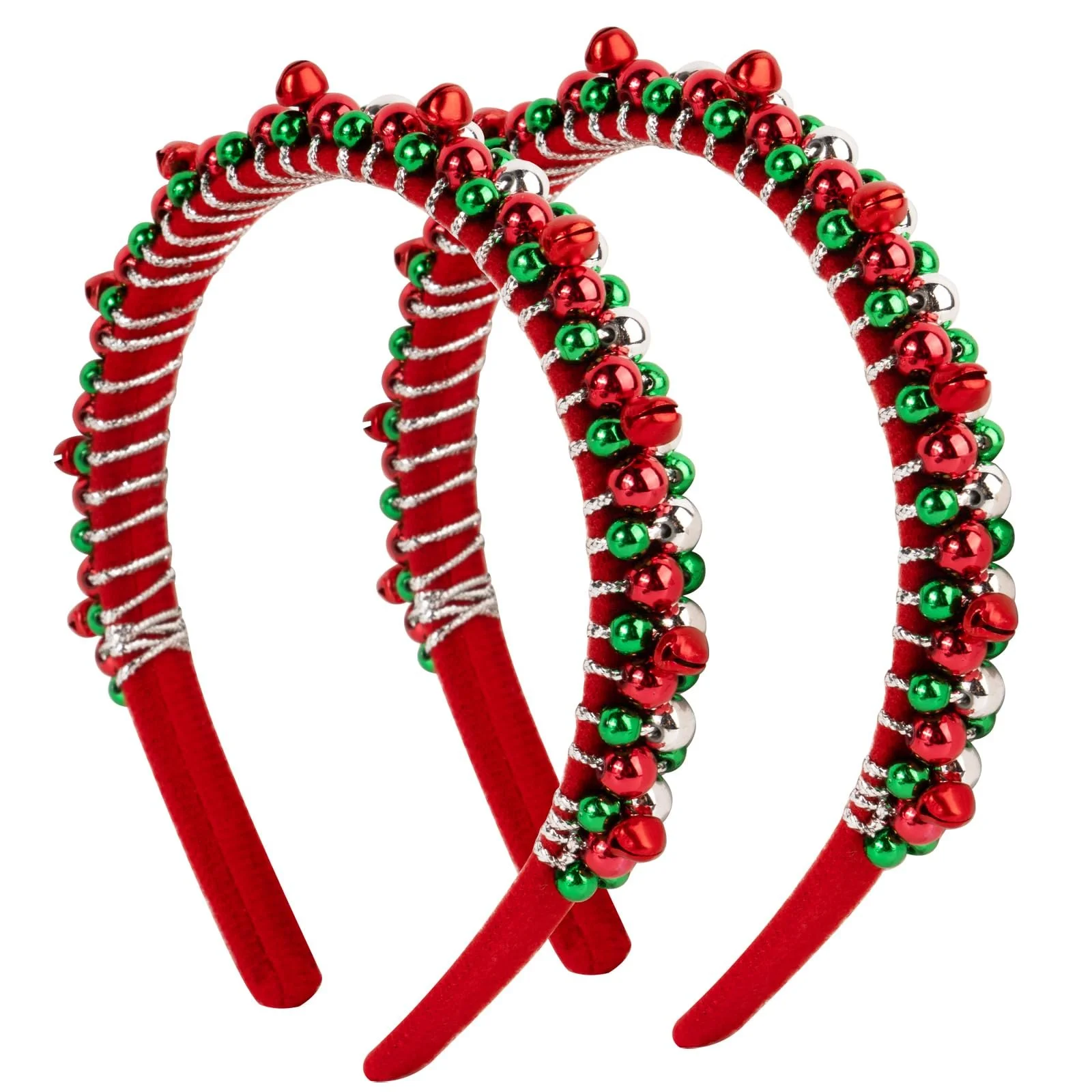 Обруч Різдвяний з дзвіночками Червоний Зелений, фото №1
