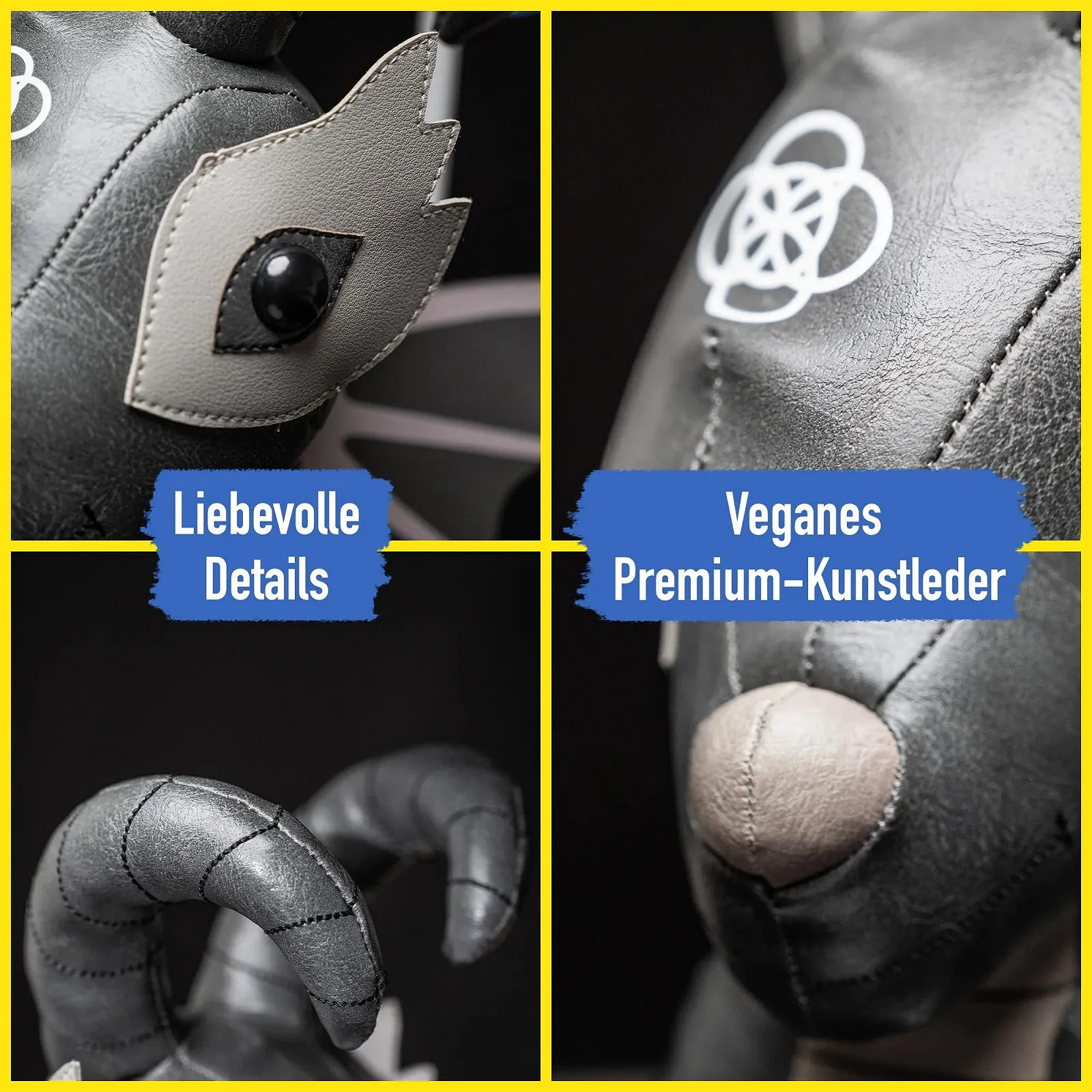 Настільна лампа Happy Lamps Black Dragon LED 58 см веганська шкіра Чорний, фото №5