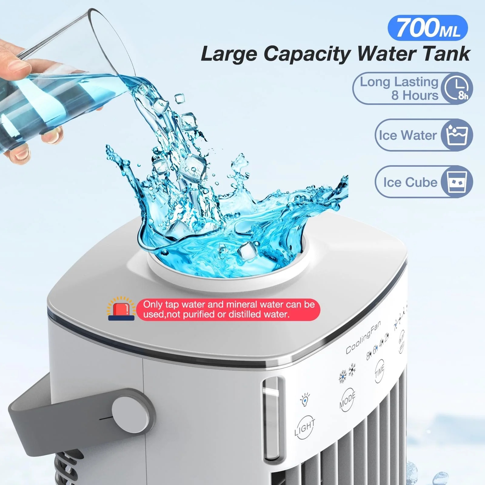 Мобільний кондиціонер Охолоджувач повітря 4-в-1 700 мл з таймером та нічником, фото №5 Мобільний кондиціонер Охолоджувач повітря 4-в-1 700 мл з таймером та нічником, фото №5