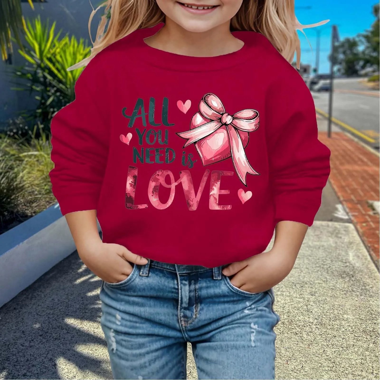 Світшот для дівчинки з довгими рукавами та круглим вирізом з графічним принтом, фото №3 Світшот для дівчинки з довгими рукавами та круглим вирізом з графічним принтом, фото №3