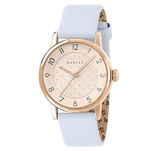 Годинник RADLEY 35 мм, покритий рожевим золотом, димчасто-блакитний шкіряний шнур, блакитний - Фото 1