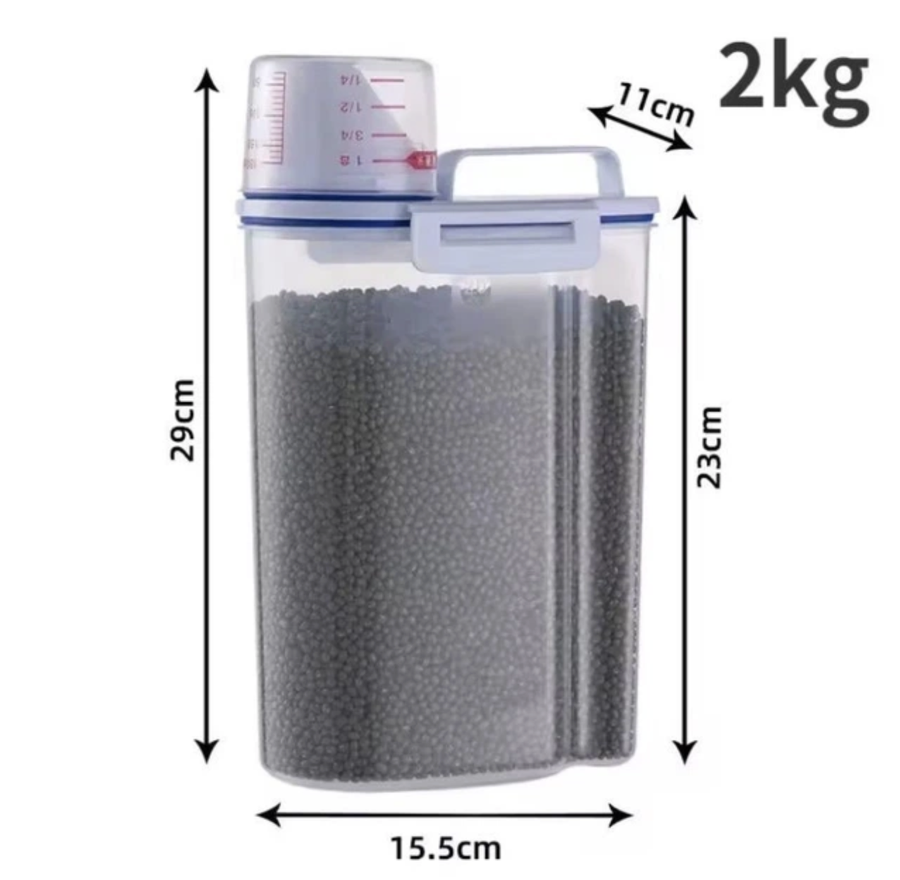 Дозатор-контейнер для сухого корма и круп 2 л Прозрачный, фото №8