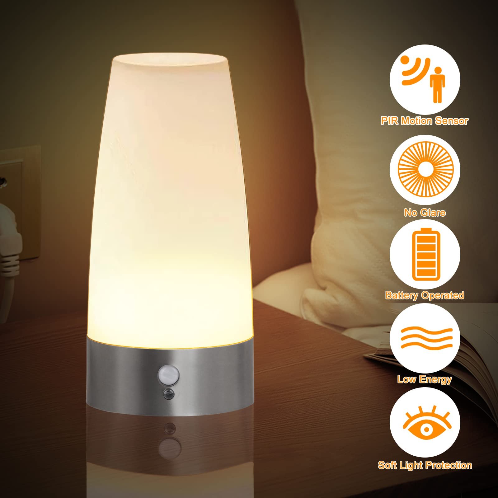 Нічник з датчиком руху PIR Бездротовий 3 режими Набір з 2 шт. Батарейки., фото №2