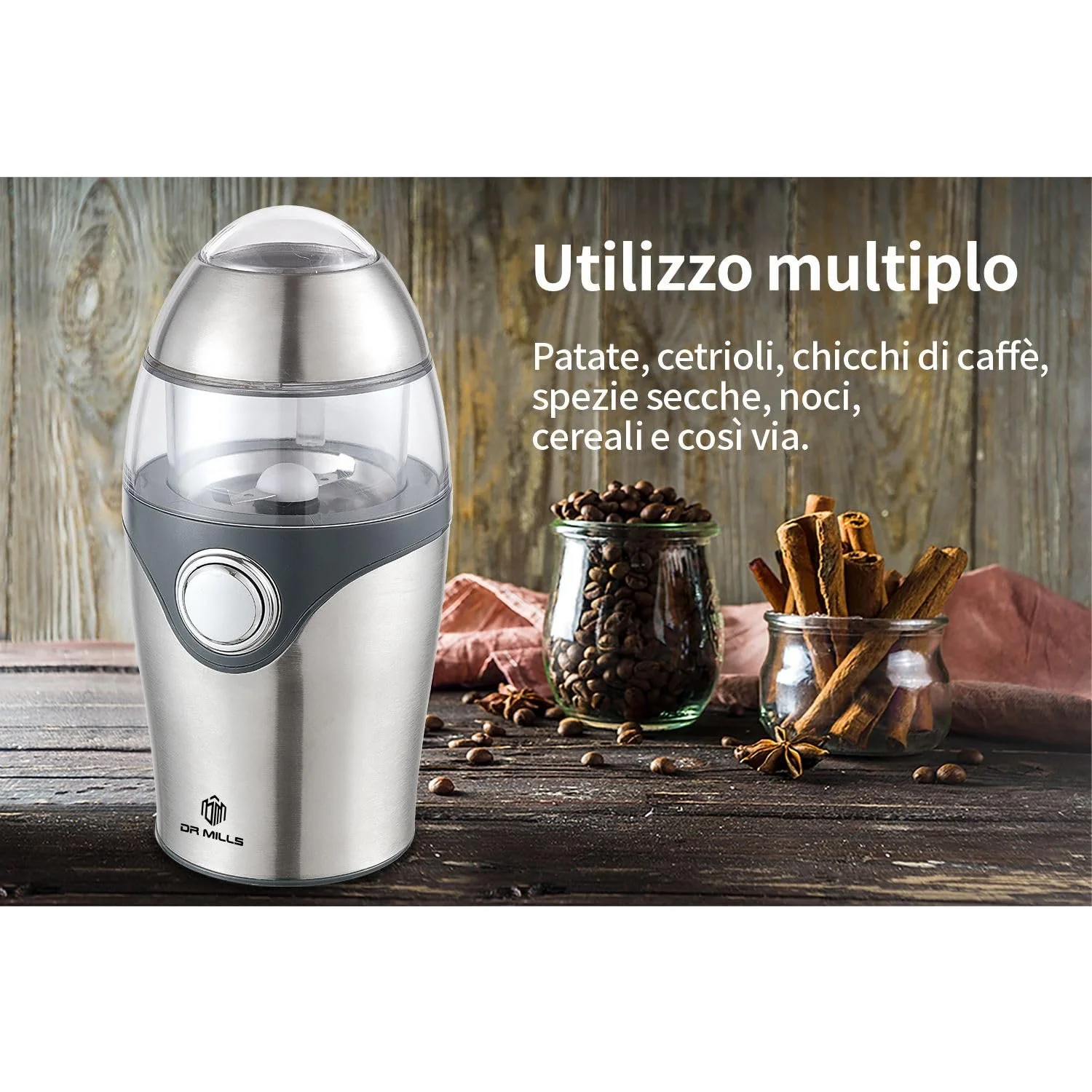 Кофемолка электрическая DR MILLS DM-7448A Нержавеющая сталь, фото №5 Кофемолка электрическая DR MILLS DM-7448A Нержавеющая сталь, фото №5