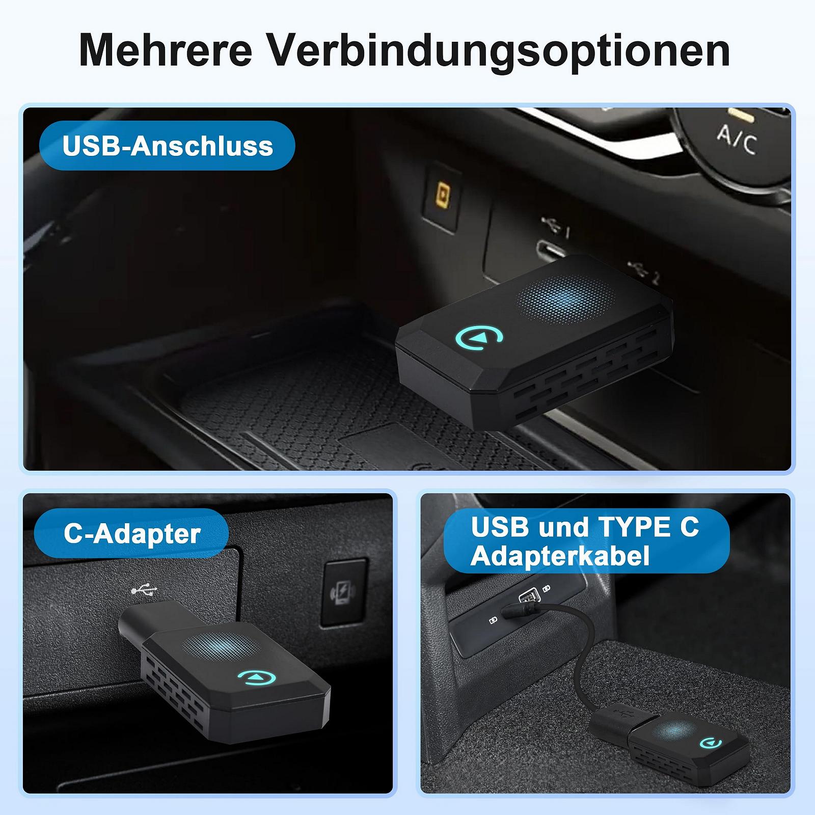 Беспроводной адаптер CarPlay, Dongle CarPlay 2025 года преобразует проводное соединение в беспроводное для iPhone, USB C/A Plug and Play адаптер CarPlay совместим с iPhone iOS 10+ и автомобилями с CarPlay, фото №5