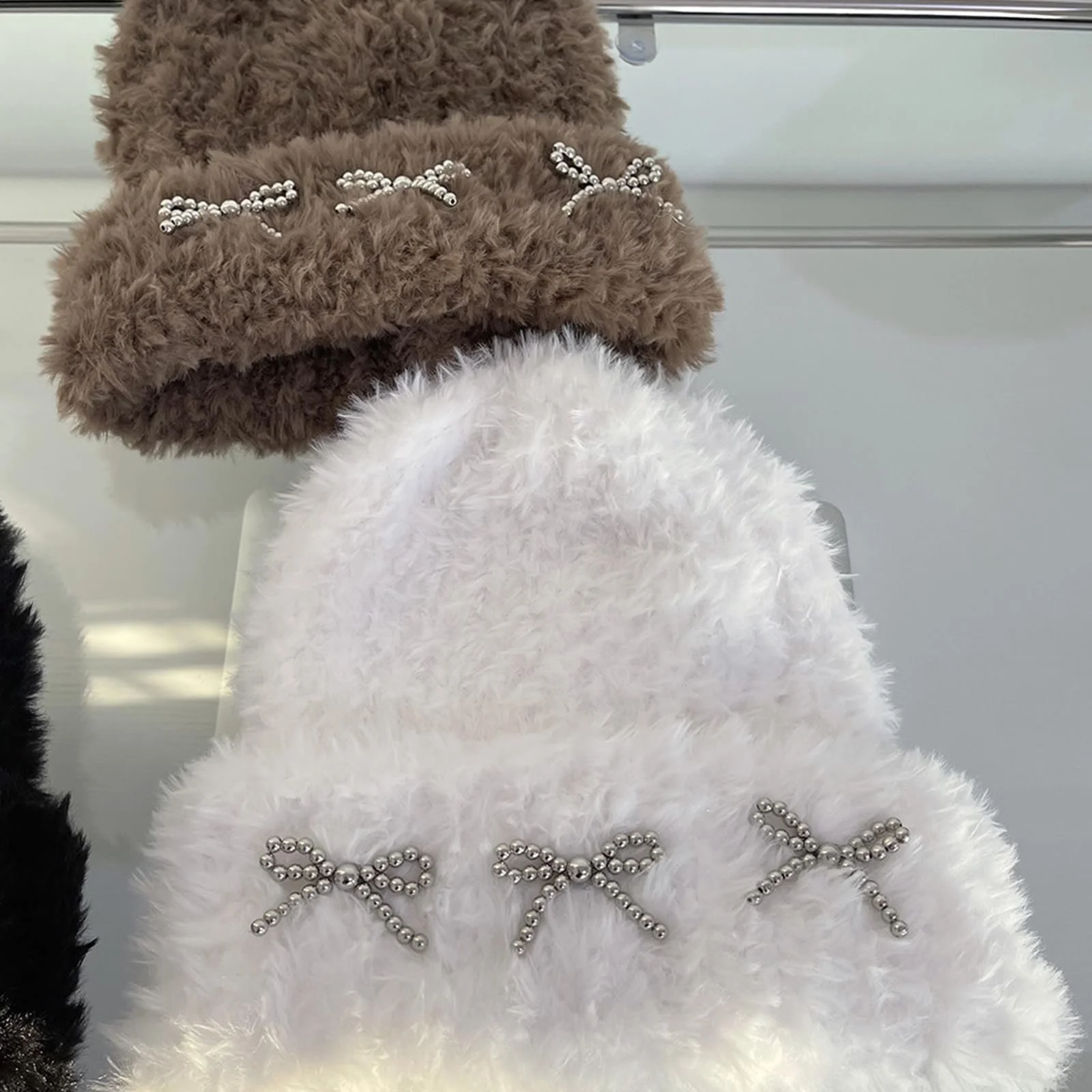 Шапка Ldabrye для дівчат-підлітків з металевим бантом В'язана, фото №4