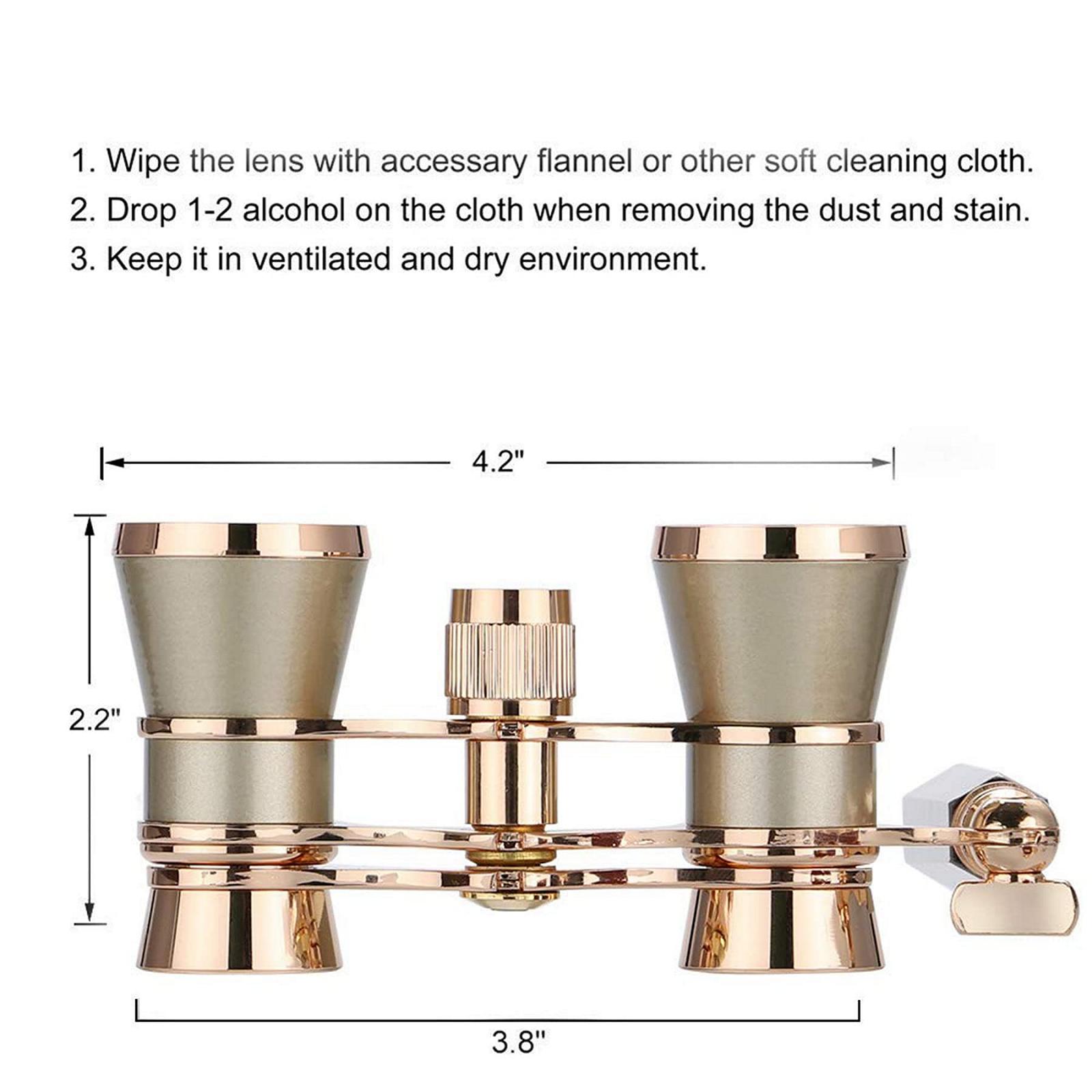 Бінокль Aroncent 3 x 25 Компактний бінокль з ручкою Металевий бінокль для жінок для пішого туризму, огляду визначних пам'яток, театру, золотий, фото №2