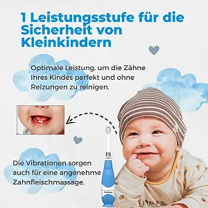 Дитяча електрична звукова зубна щітка PixieDent Таймер LED 0-3 роки Blue Baby synthetic.ua - Фото 1