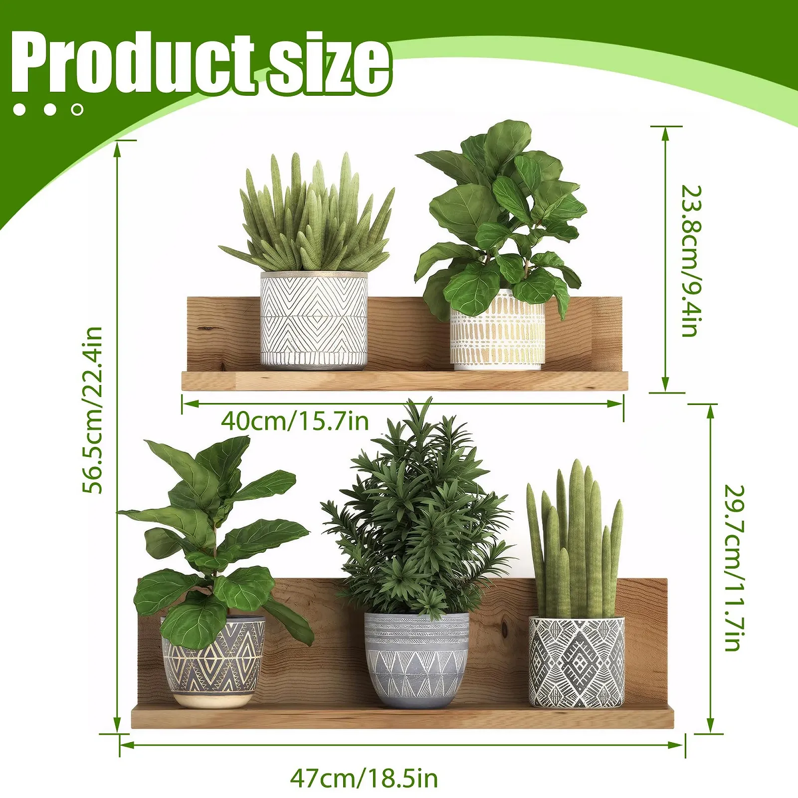 Наклейка на стіну 3D Зелені рослини Квіти Кактус Бонсай ПВХ 5 шт, фото №2