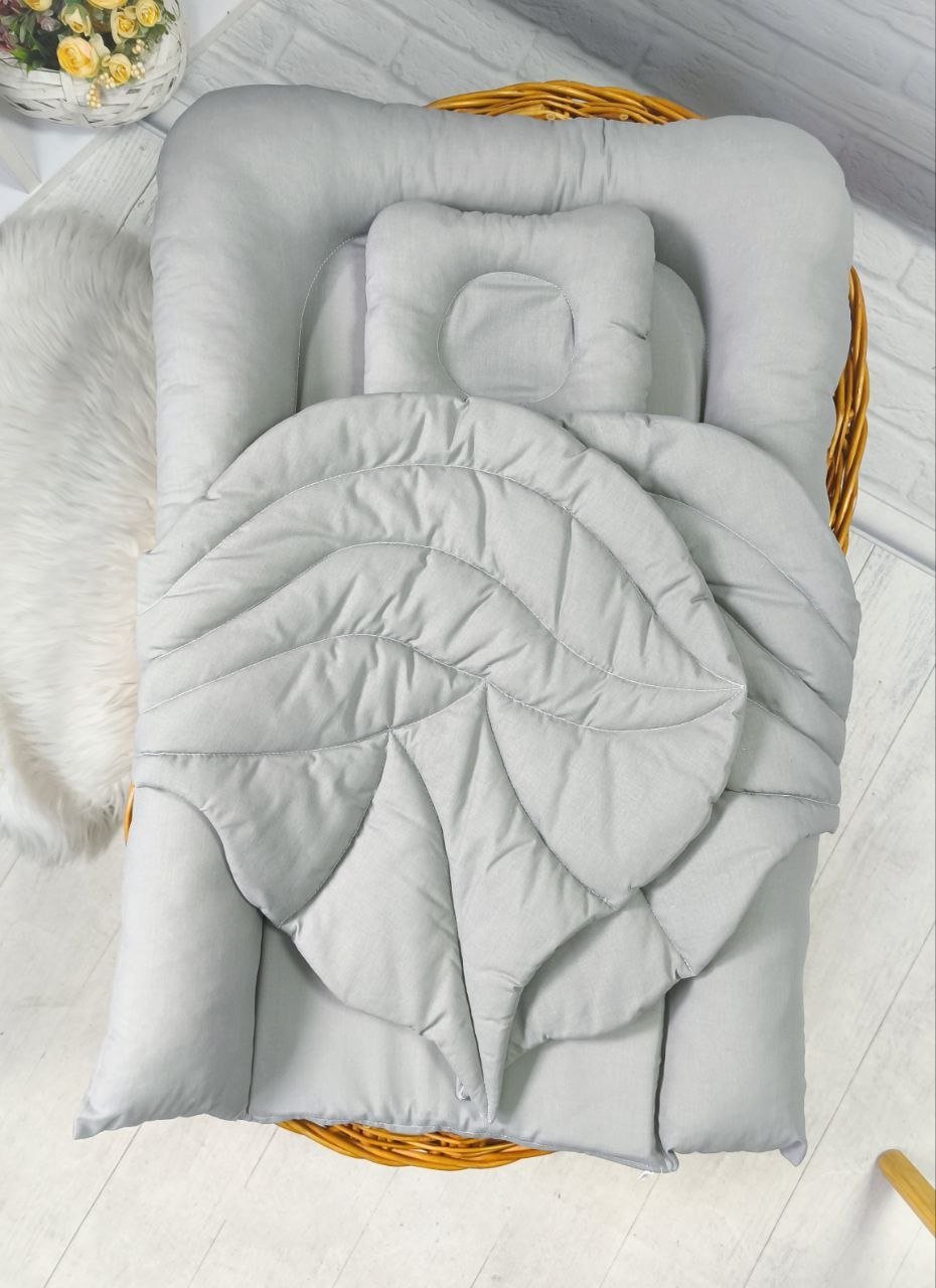 Кокон з крилами: люлька та ортопедична подушка, бавовна, сірий, фото №2