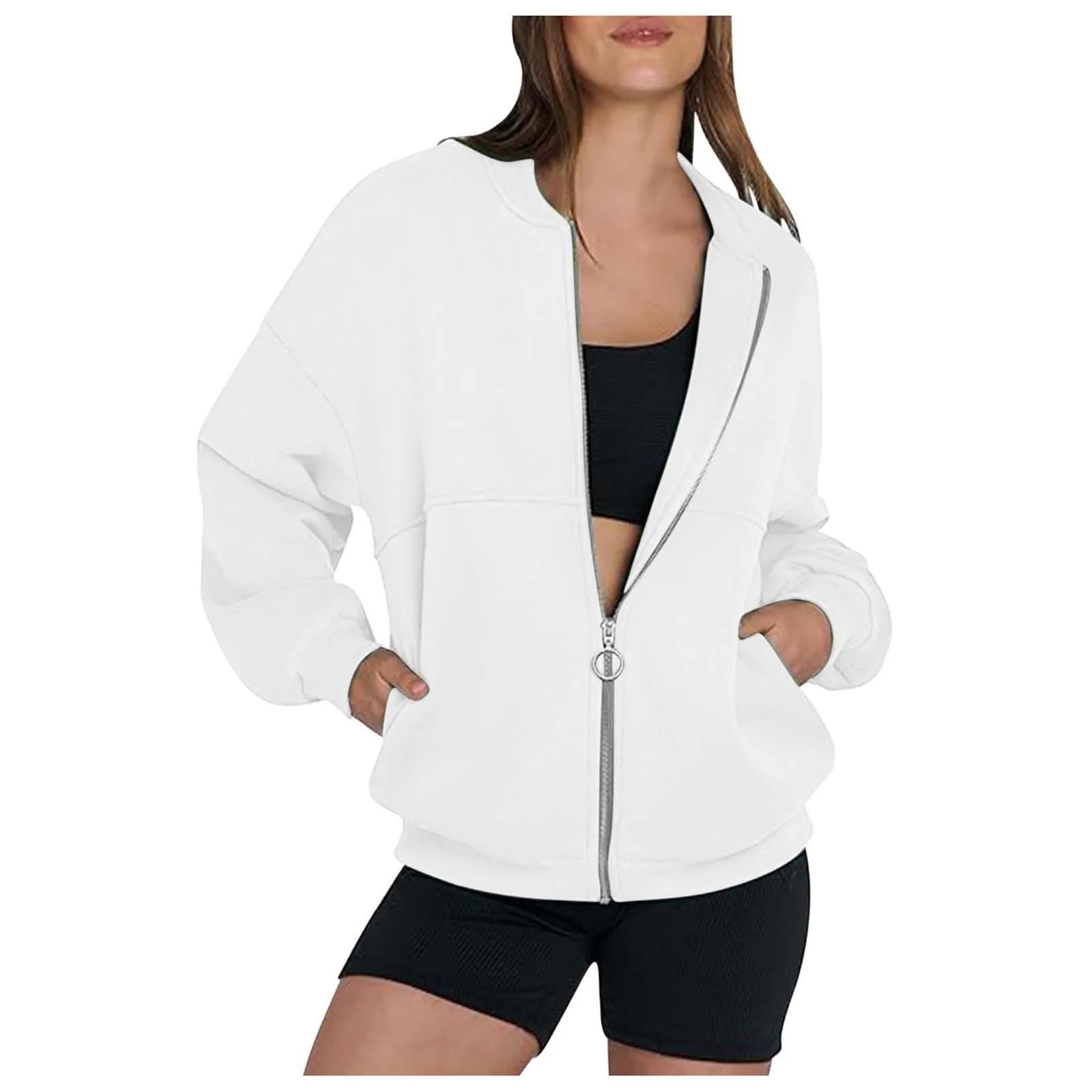 Женские свитшоты на молнии однотонные свободного кроя модные с четвертью молнии готические топы осенняя туника свитшоты тонкие Workou 2025 готика аниме, фото №1 Женские свитшоты на молнии однотонные свободного кроя модные с четвертью молнии готические топы осенняя туника свитшоты тонкие Workou 2025 готика аниме, фото №1